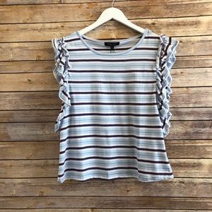 Romeo & Juliet Couture Striped Ruffle Tee Size Medium NWT